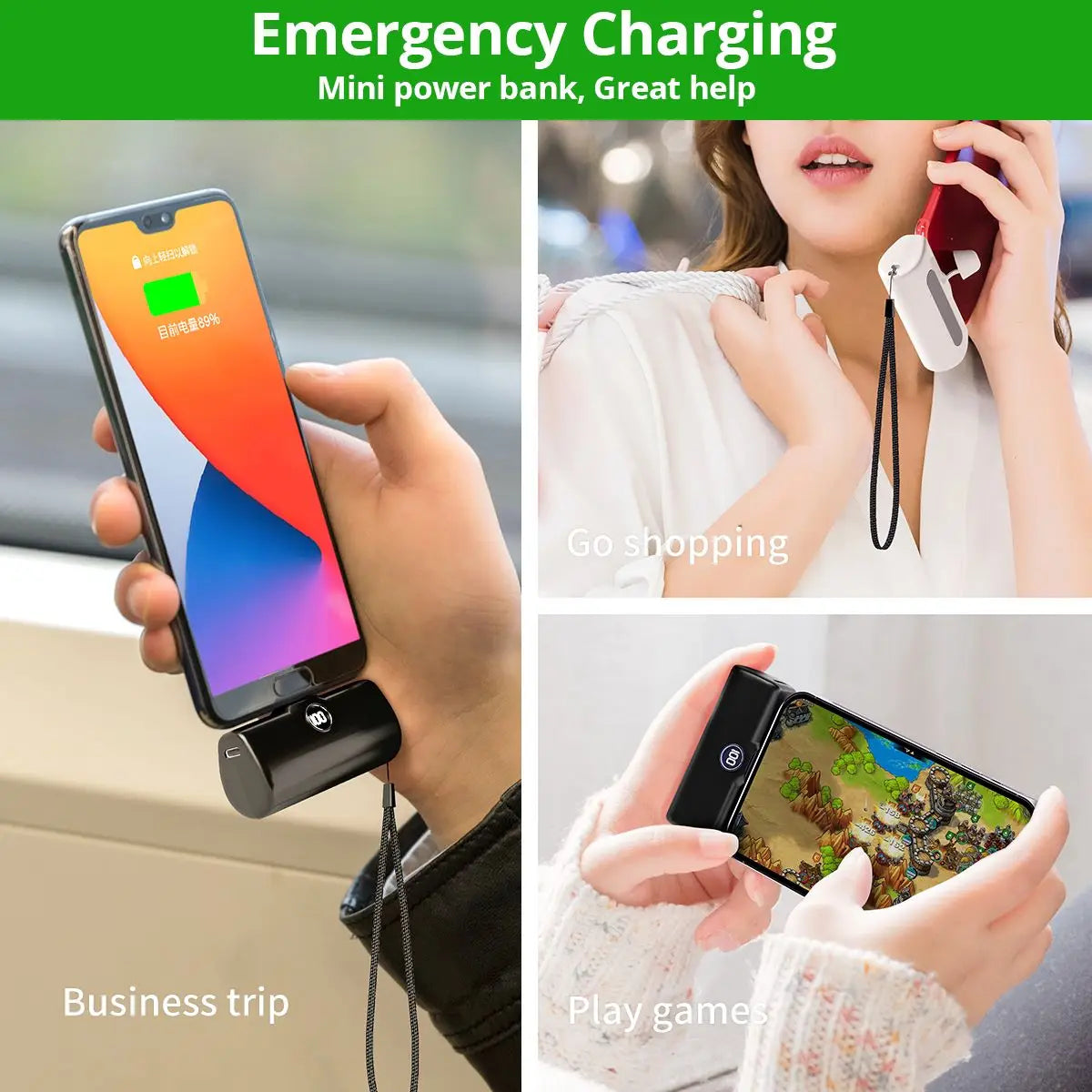 Fast Charge Portable Charger for iPhone Samsung Xiaomi Compact External Spare Battery Built-in Plug PD Fast Charging Power Bank - Fullshopping