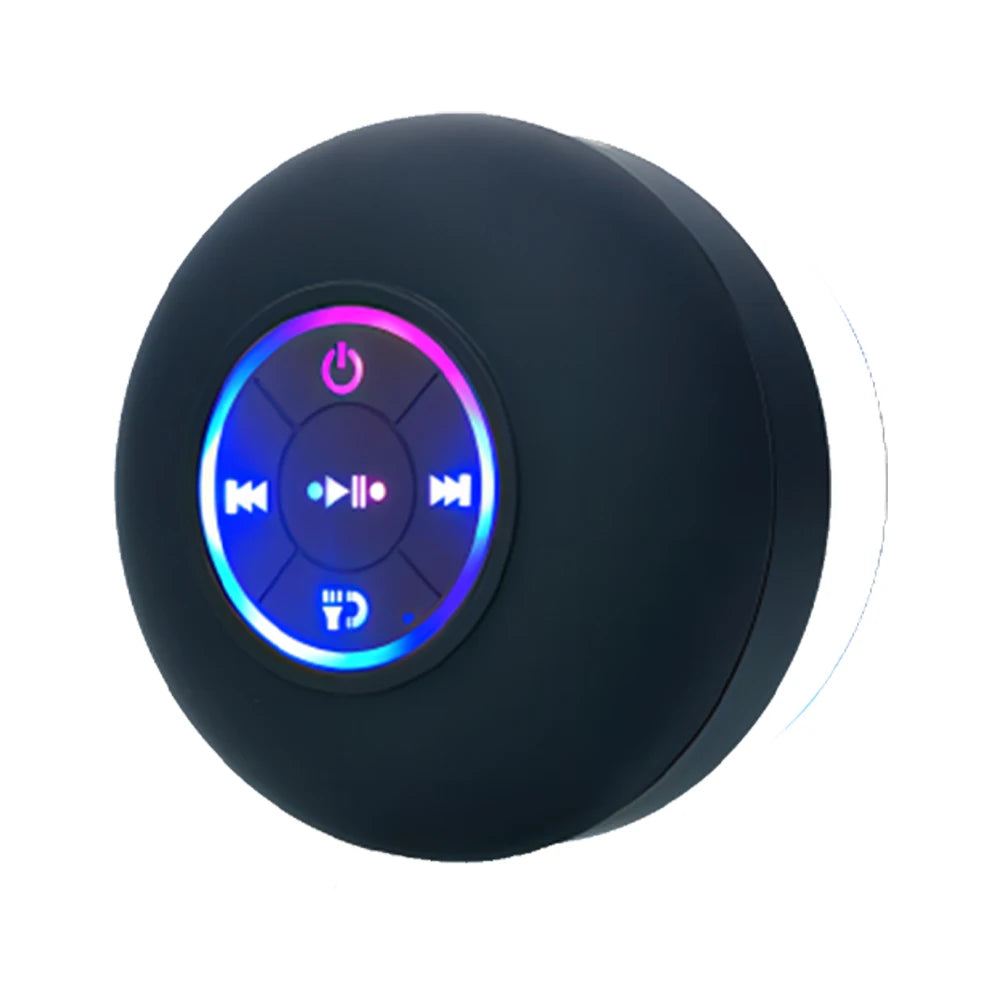 Portable Wireless Bluetooth Speaker LED Light IPX4 Waterproof Loudspeaker Outdoor Bathroom Large Suction Cup Stereo Sound Box - Fullshopping