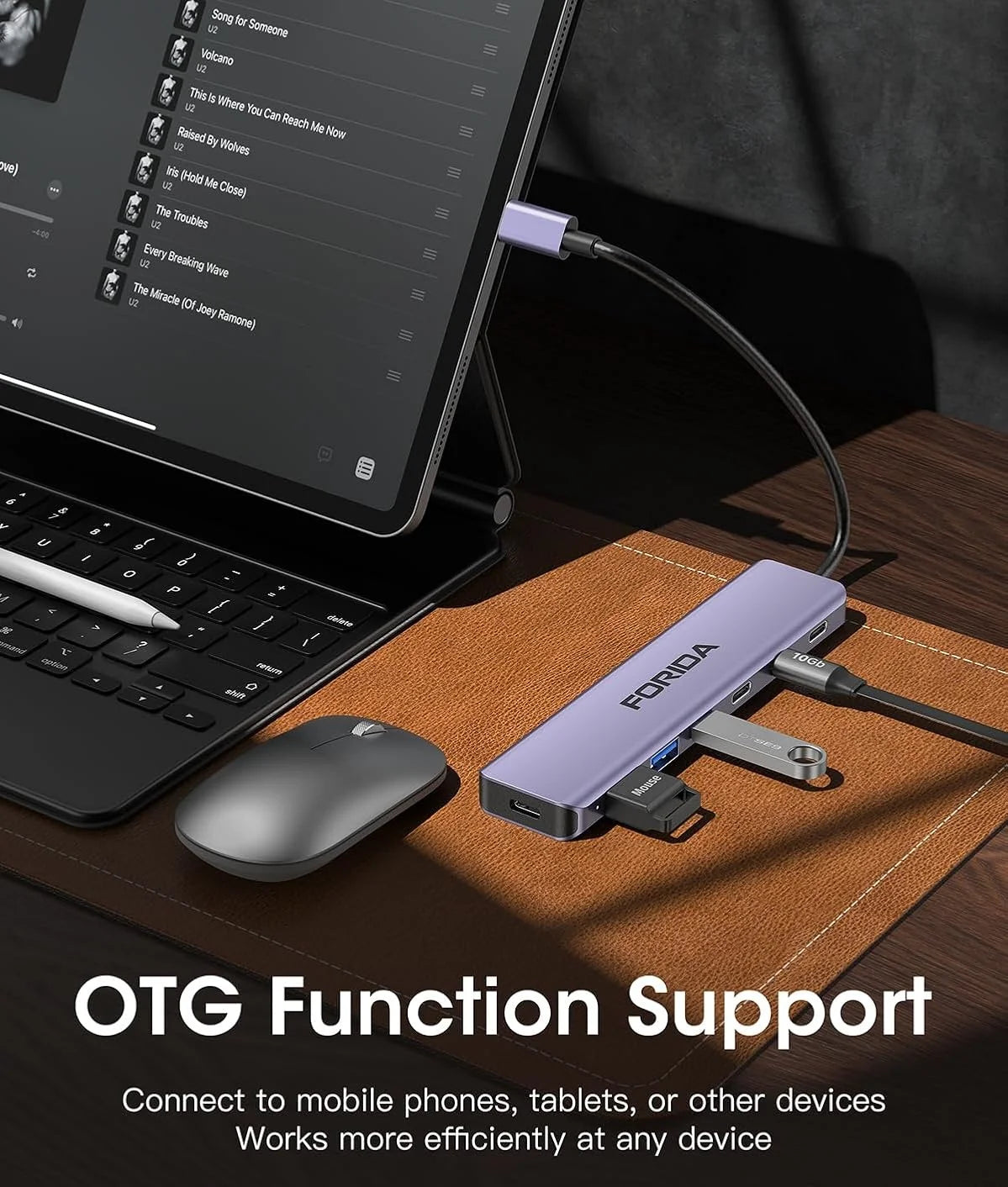 FORIDA USB Hub Type C 10Gbps USB C Splitter PD 100W Power Charging USB 3.2 Gen2 Adapter for Laptop MacBook Desktop Tablet - Fullshopping