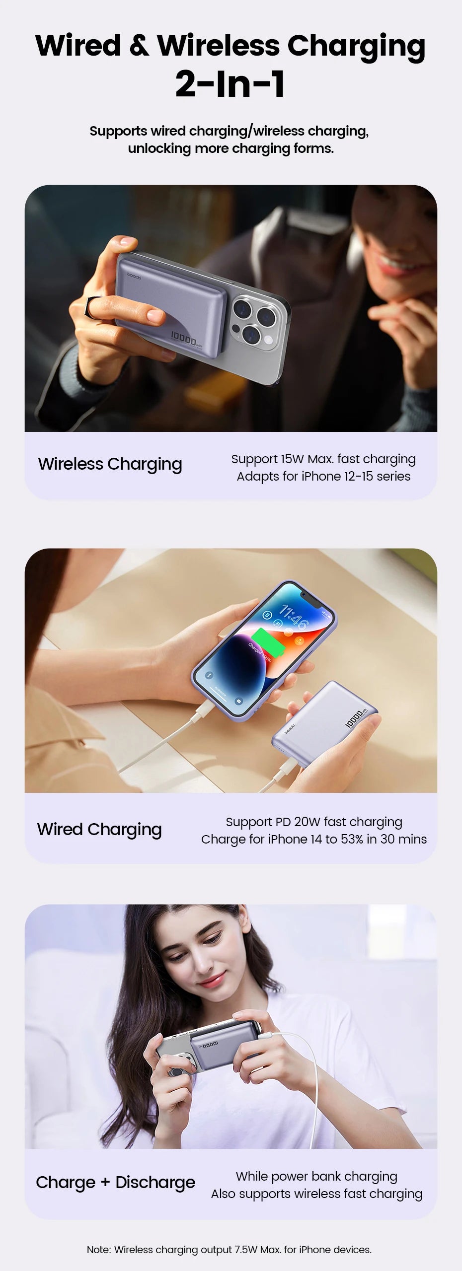 Toocki Magenetic PowerBank 10000mAh 15W Wireless Charging for Magsafe PD 20W Extenal Battery for iPhone 17 16 15 14 13 Pro Max - Fullshopping