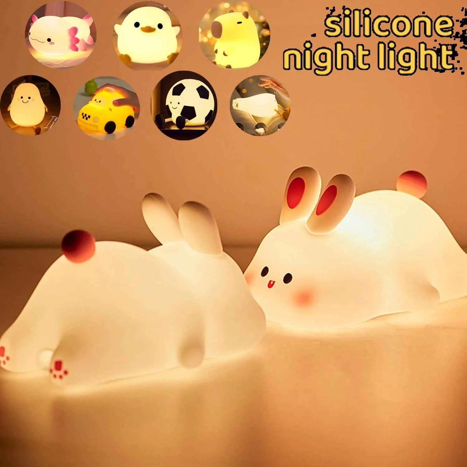Soft Silicone Night Light - USB Rechargeable Touch Control 3-Level Dimmable Bedside Lamp for Nursery, Kids, Babies & Gift Decor - Fullshopping