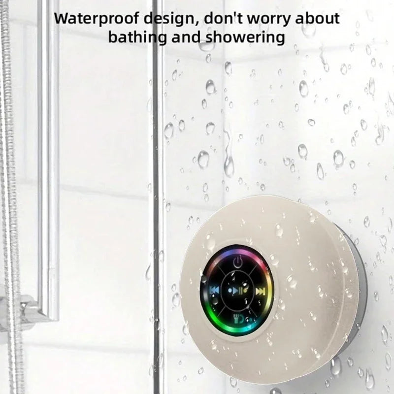 Mini Bluetooth Speaker Portable Waterproof Suction Cup Wireless Handsfree Speakers Illuminated LED Light for Showers Pool Car - Fullshopping