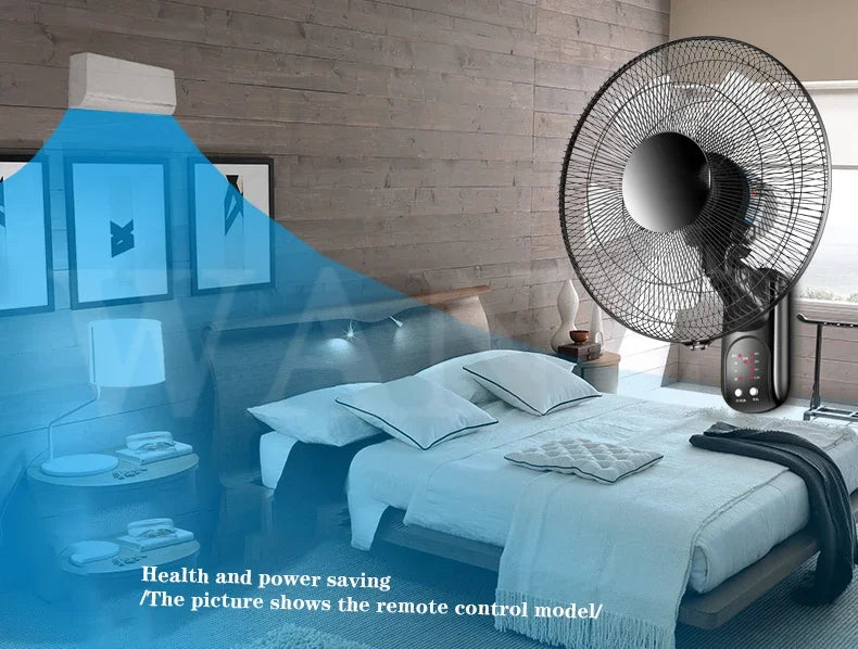 Household Wall-Mounted Electric Fan 220V/60W 16-Inch Living Room Kitchen Fan With 3 Speed Adjustable Smart Version/Mechanical - Fullshopping