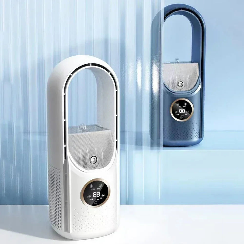 Portable Mini Air Conditioner USB Air Cooler Fan Bladeless 6 Speed Silent Cooling Fan with Timer Desktop Personal Space Cooler