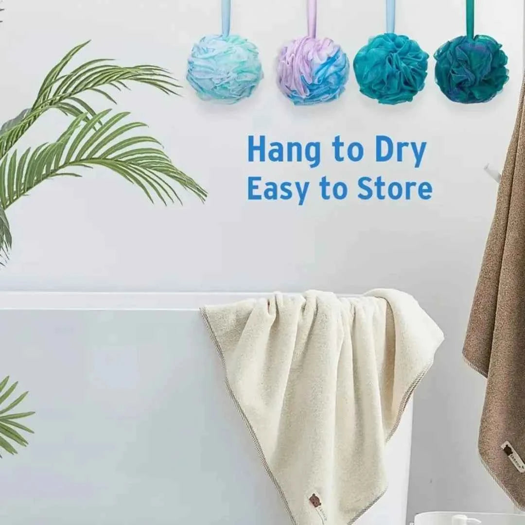 4PCS Exfoliating Bath Sponge Set Bath Shower Loofah Sponge for Women and Men Soft Bath Mesh Shower Ball Gentle SPA Body Scrubber - Fullshopping