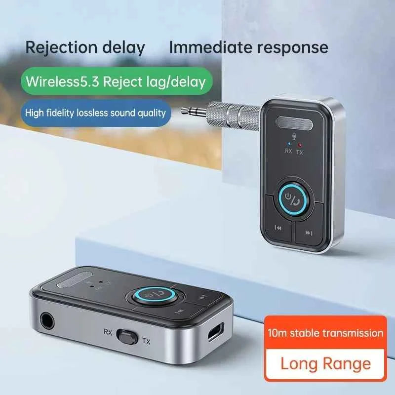 Bluetooth 5.3 Transmitter Receiver Adapter Wireless Audio For Car Music Headphone Speaker 3.5mm Jack AUX Wireless Audio Adapter - Fullshopping
