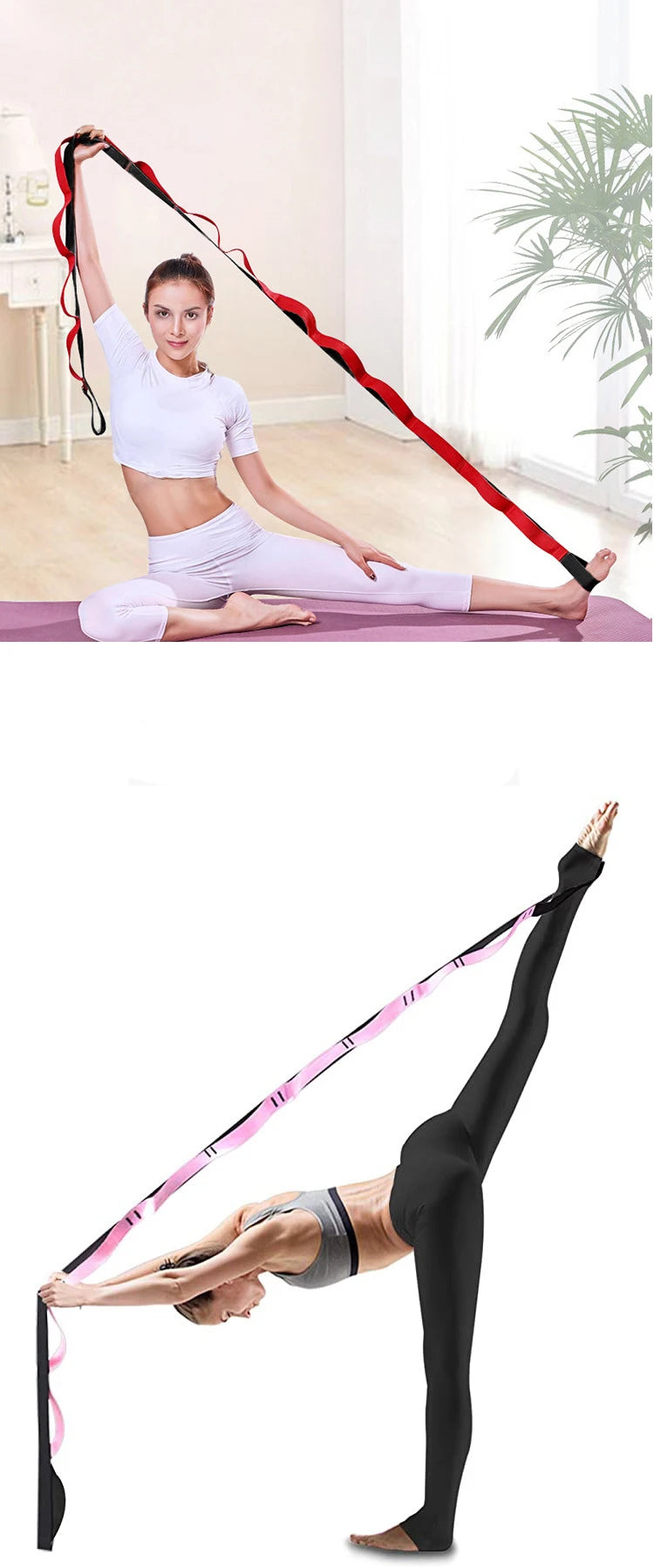 Stretching Strap Yoga Strap with Loops, Stretch Straps for Physical Therapy, Non-Elastic Exercise Strap for Pilates, Dance,Sport - Fullshopping