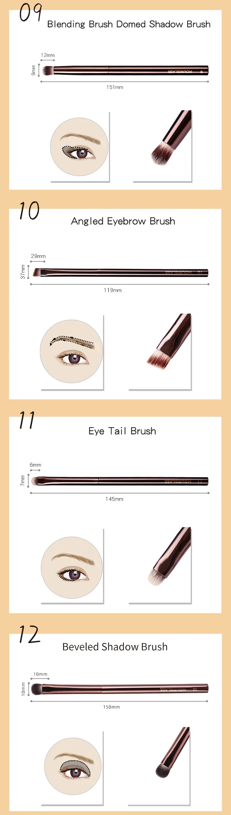Hourglass Makeup Brushes Powder Foundation Concealer Blusher Bronzer Eye Shadow Eyebrow Eyeliner Sculpting Brush - Fullshopping
