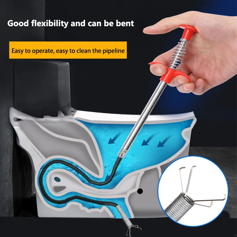 60cm Spring Pipe Dredging Tools, Drain Snake, Drain Cleaner Sticks Clog Remover Cleaning Household for KitchenBending sink tool - Fullshopping