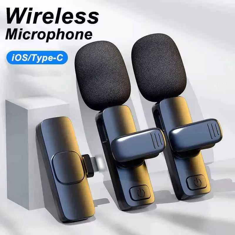 Wireless Lavalier Microphone Mini Portable Audio Video Recording Mic for iPhone Android Live Broadcast Gaming