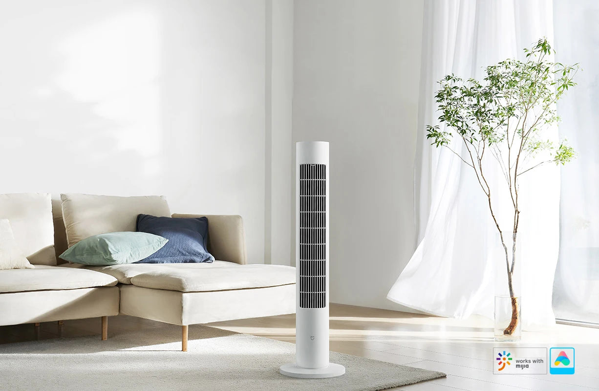 MIJIA Smart DC Frequency Conversion Tower Fan 2nd,150° Oscillating Standing Fans For Room,4 Speed,3 Mode,CN Version With Adapter