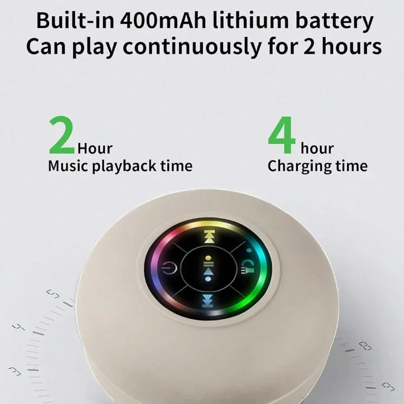 Mini Bluetooth Speaker Portable Waterproof Suction Cup Wireless Handsfree Speakers Illuminated LED Light for Showers Pool Car - Fullshopping