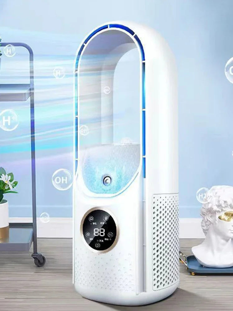 Portable Mini Air Conditioner USB Air Cooler Fan Bladeless 6 Speed Silent Cooling Fan with Timer Desktop Personal Space Cooler