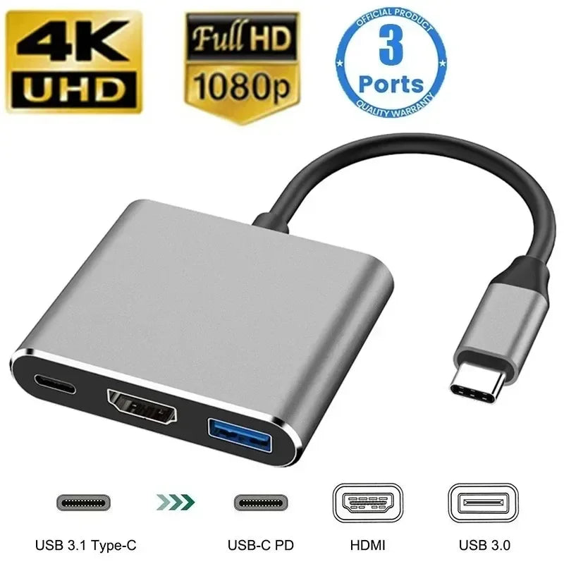 USB C Hub 8In1 7in2 7in1 Type C 3.1 To 4K HDMI Adapter with RJ45 SD/TF Card Reader PD Fast Charge for MacBook Notebook Laptop - Fullshopping