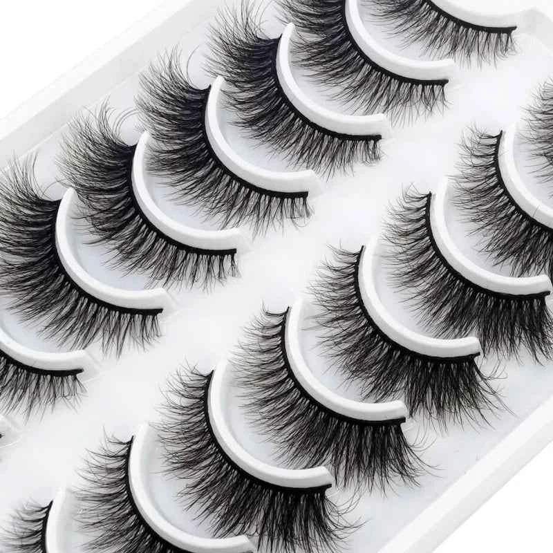 HBZGTLAD 10 pairs Eyelashes 3D Natural Long False Lashes Fluffy Soft Cross Manga Lashes Wispy Natural Eyelash Extension Makeup