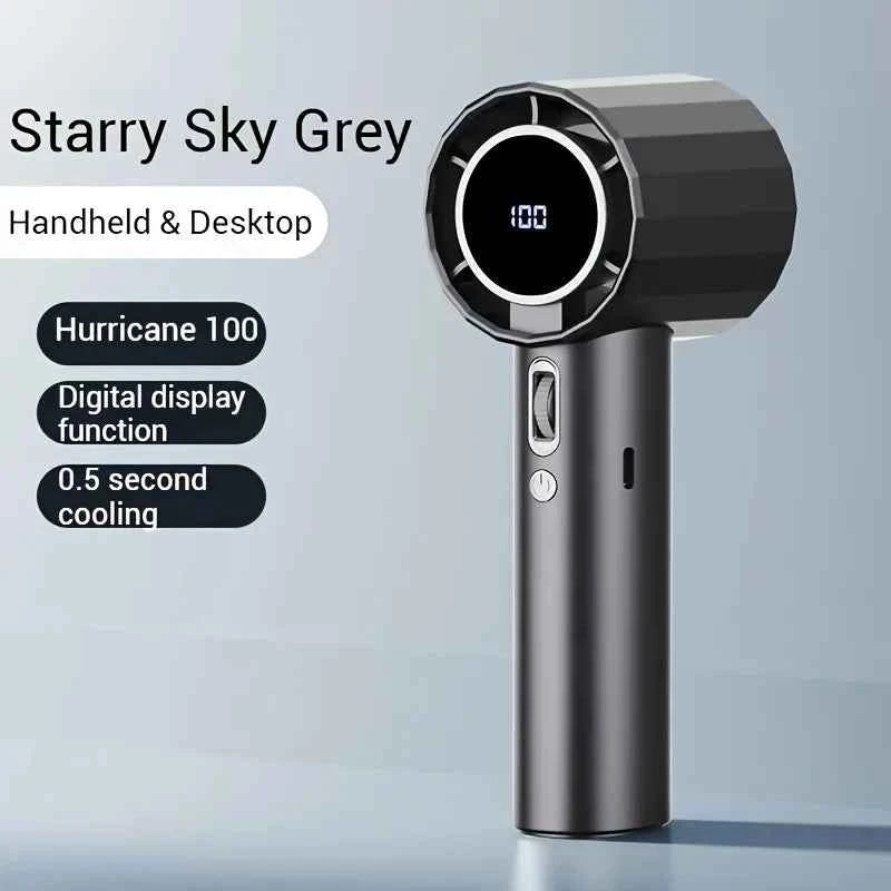 USB Rechargeable Handheld Turbo Fan Outdoor Portable Hand Fan Digital Display Handfan High Speed Fans For Indoor and Outdoor Use