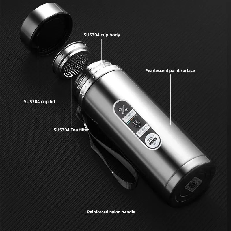 500ML-1Liter Stainless Steel Thermos Bottle with LED Temperature Display Sus304 Tea Water Bottle Vacuum Flask Portable Cups - Fullshopping