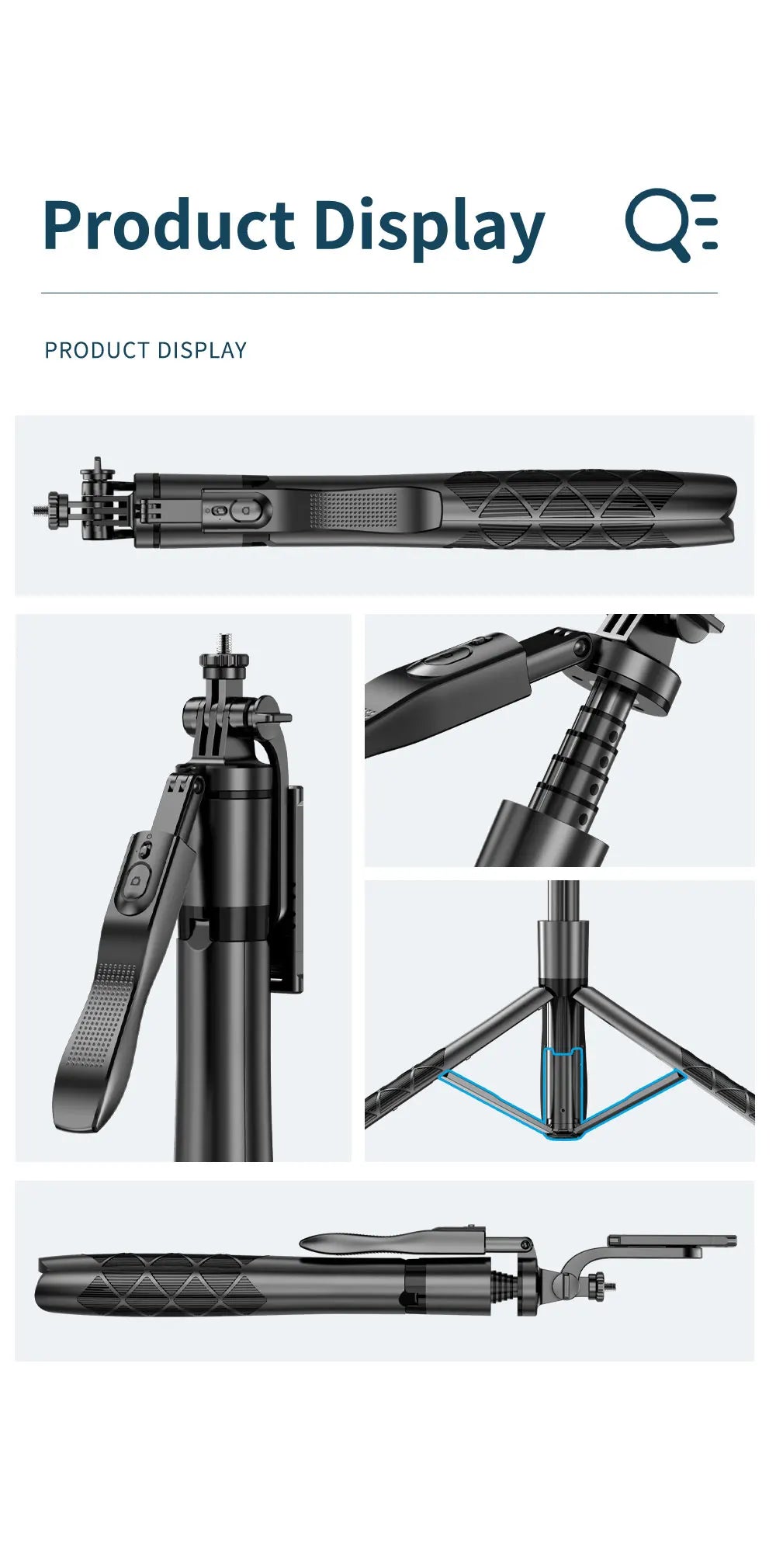 Phone Stabilizer Smart Facial Tracking Detachable Phone Clip with Fill Light Desktop Phone Stand Wireless Selfie Stick Tripod - Fullshopping