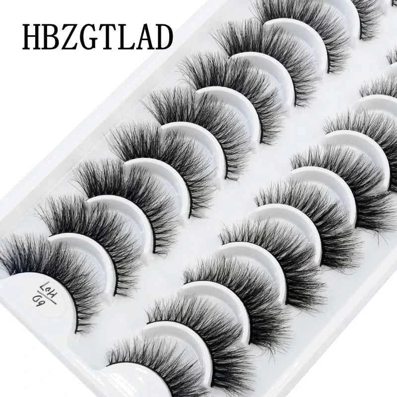 HBZGTLAD 10 pairs Eyelashes 3D Natural Long False Lashes Fluffy Soft Cross Manga Lashes Wispy Natural Eyelash Extension Makeup
