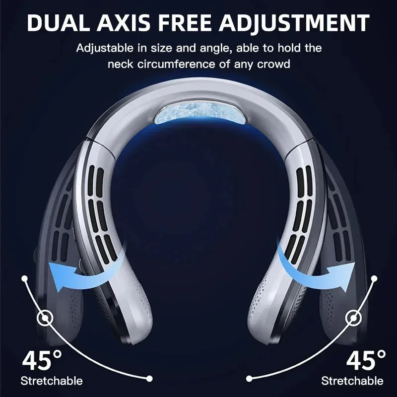 Xiaomi 8000mAh Electric Hanging Neck Fan Portable Bladeless Mini Rechargeable Mute LED Digital Display Air Cooler For Outdoor - Fullshopping