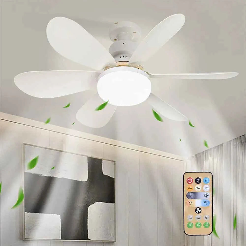 E27 Dimmable LED Ceiling Fan with Light, Remote Control, 3 Speed Settings, Flush Mount, Energy Efficient, Modern Design