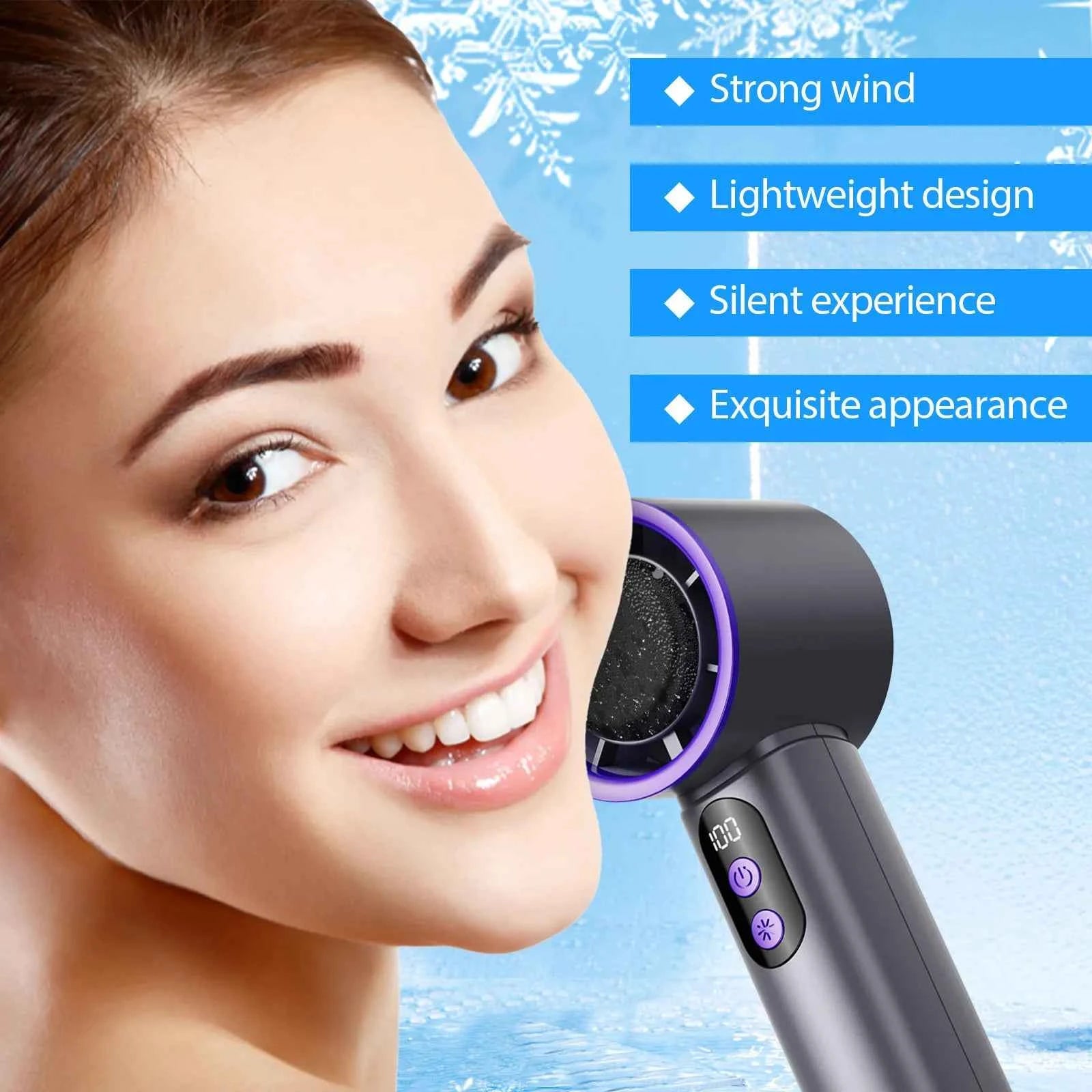 Turbo Fan Portable Hand Fan Mini USB Rechargeable Fan Ice Cooling Fan Handheld Turbo Fan Small Pocket Fan with Digital Display