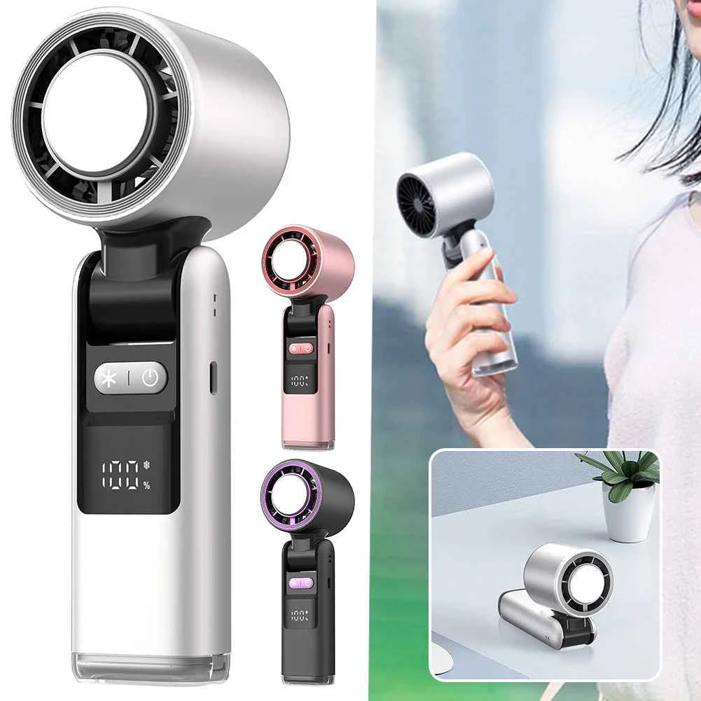 Portable Hand Fan Speed 1-100 Turbos Chilled Mini Bladeless Handheld Fan USB Rechargeable Personal Highspeed Fans Electric Fan