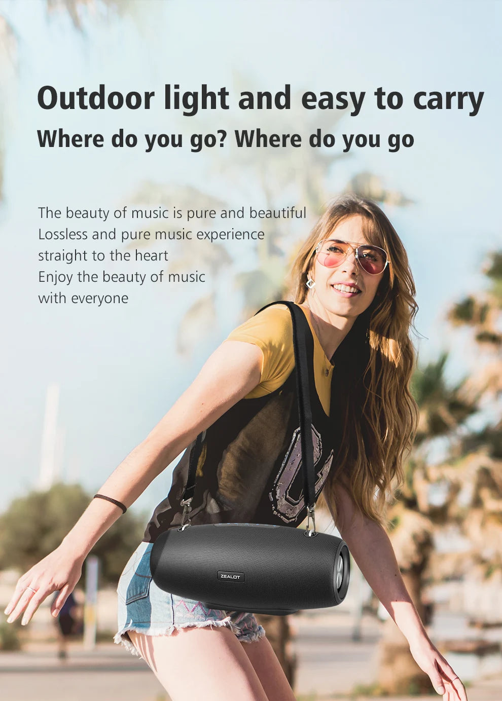 ZEALOT-S67 60W Portable Bluetooth Speaker Outdoor Party Speaker Big Loud Speaker Excellent Bass Performace 3D Speaker - Fullshopping