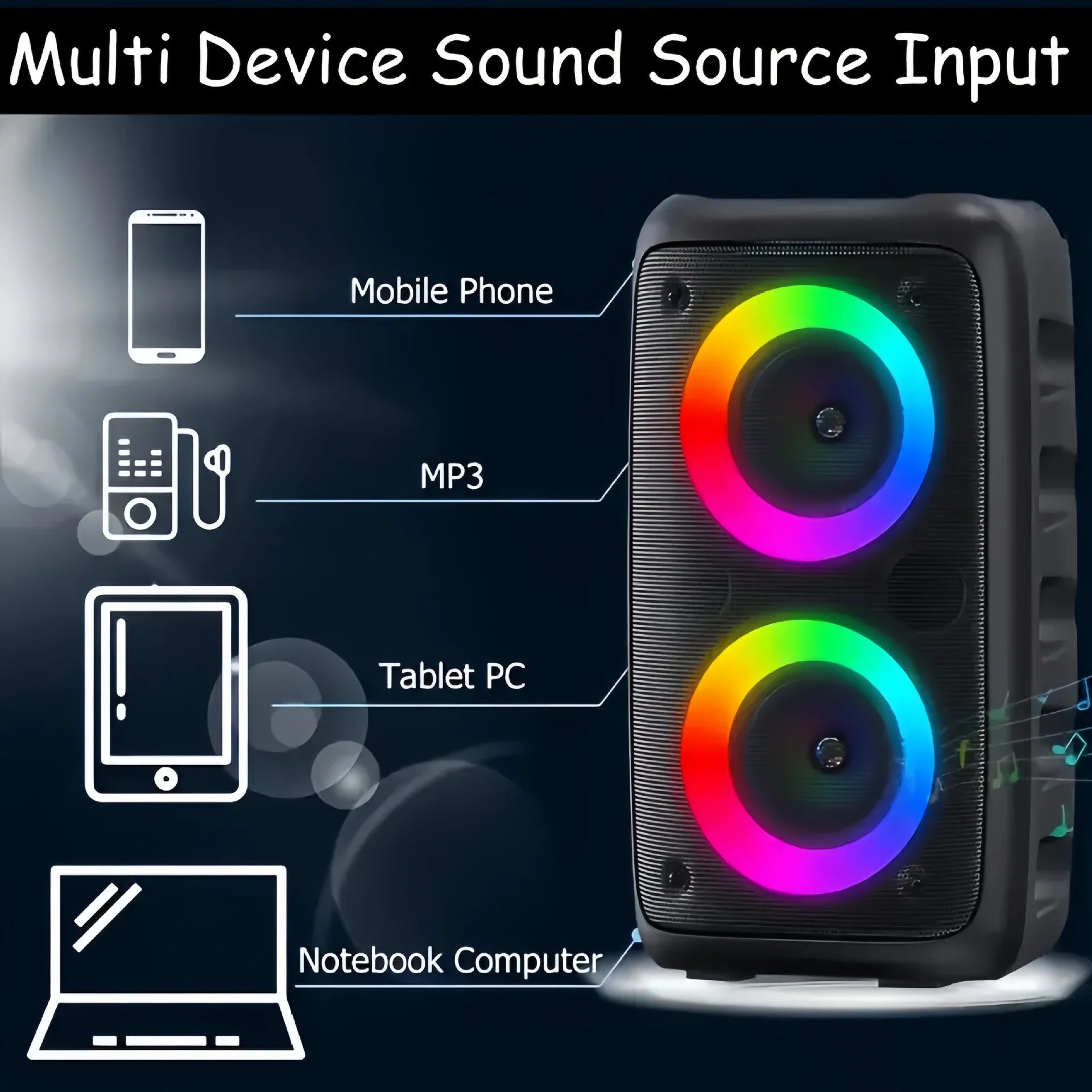 Karaoke Radio FM Bluetooth Speaker Portable Wireless With Microphone Lamp Machine Caixa De Som Sound Box Music Subwoofer LED TWS - Fullshopping