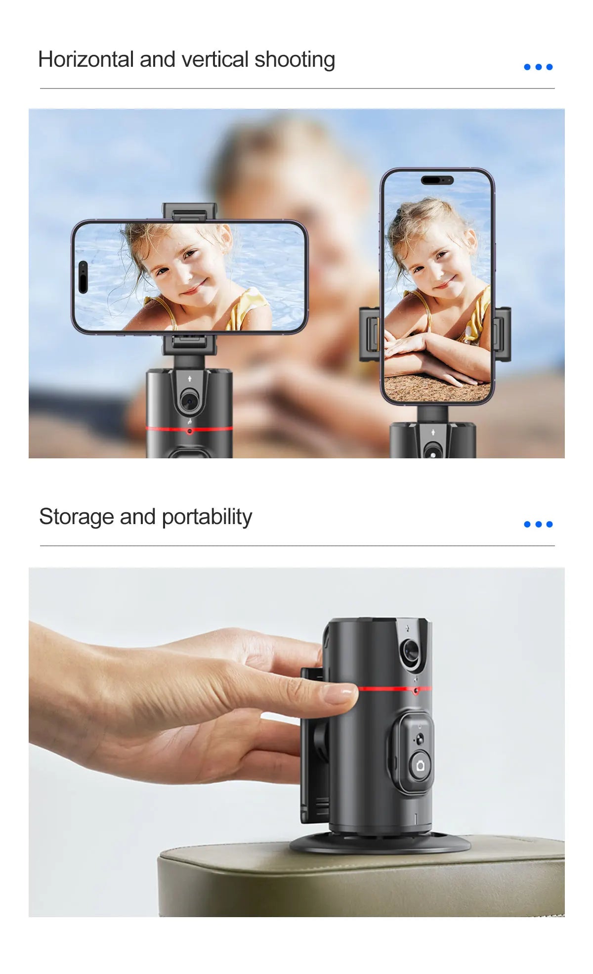 Phone Stabilizer Smart Facial Tracking Detachable Phone Clip with Fill Light Desktop Phone Stand Wireless Selfie Stick Tripod - Fullshopping