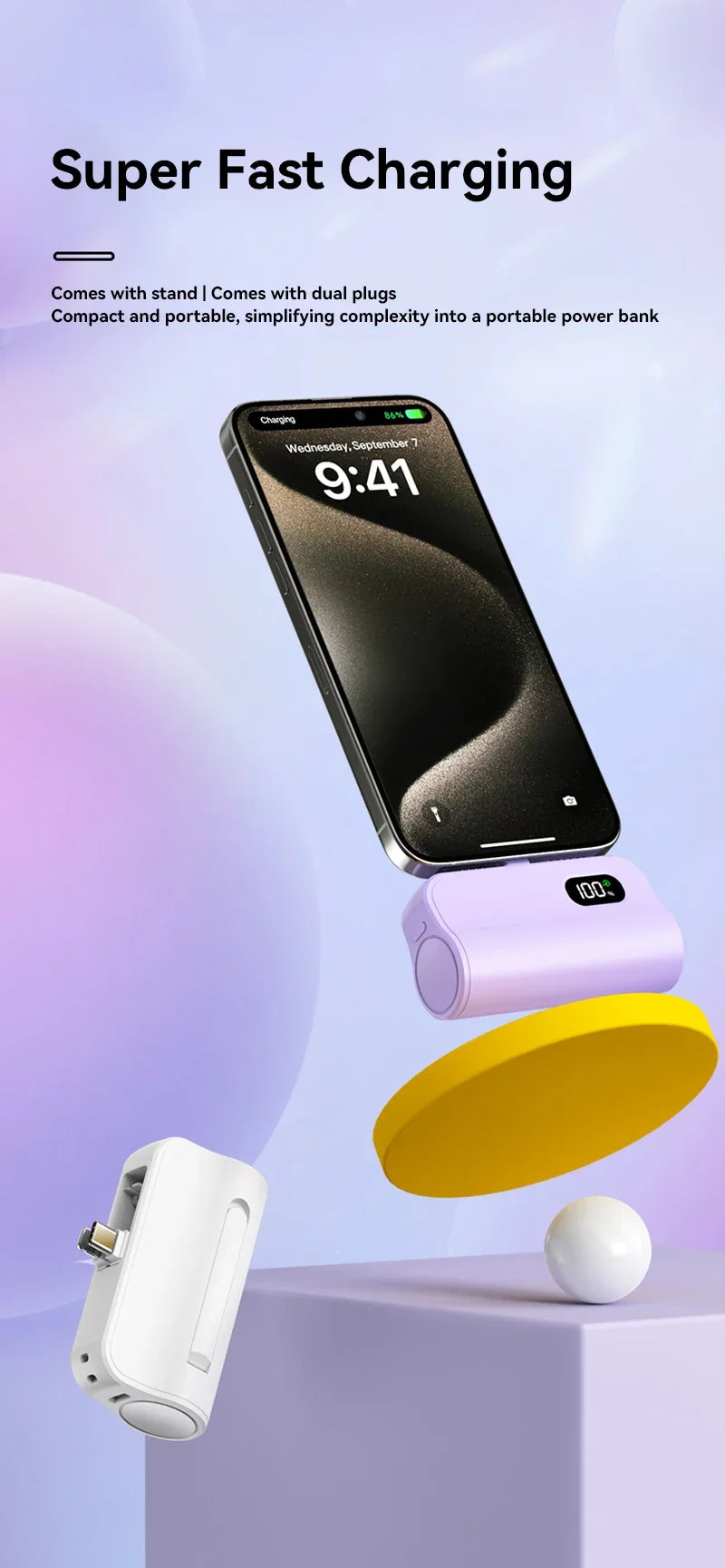 Mini Capsule 50000mAh High Capacity Power Bank Portable Wireless Fast Charging External Battery For iPhone Huawei Samsung - Fullshopping
