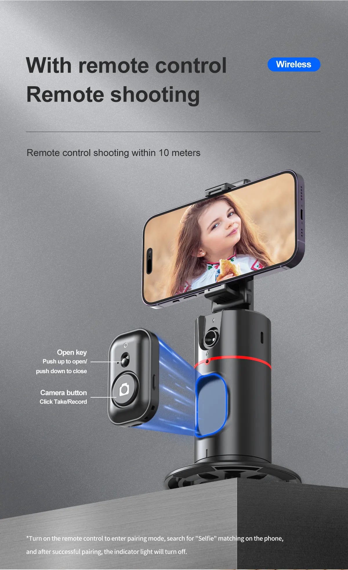 Phone Stabilizer Smart Facial Tracking Detachable Phone Clip with Fill Light Desktop Phone Stand Wireless Selfie Stick Tripod - Fullshopping