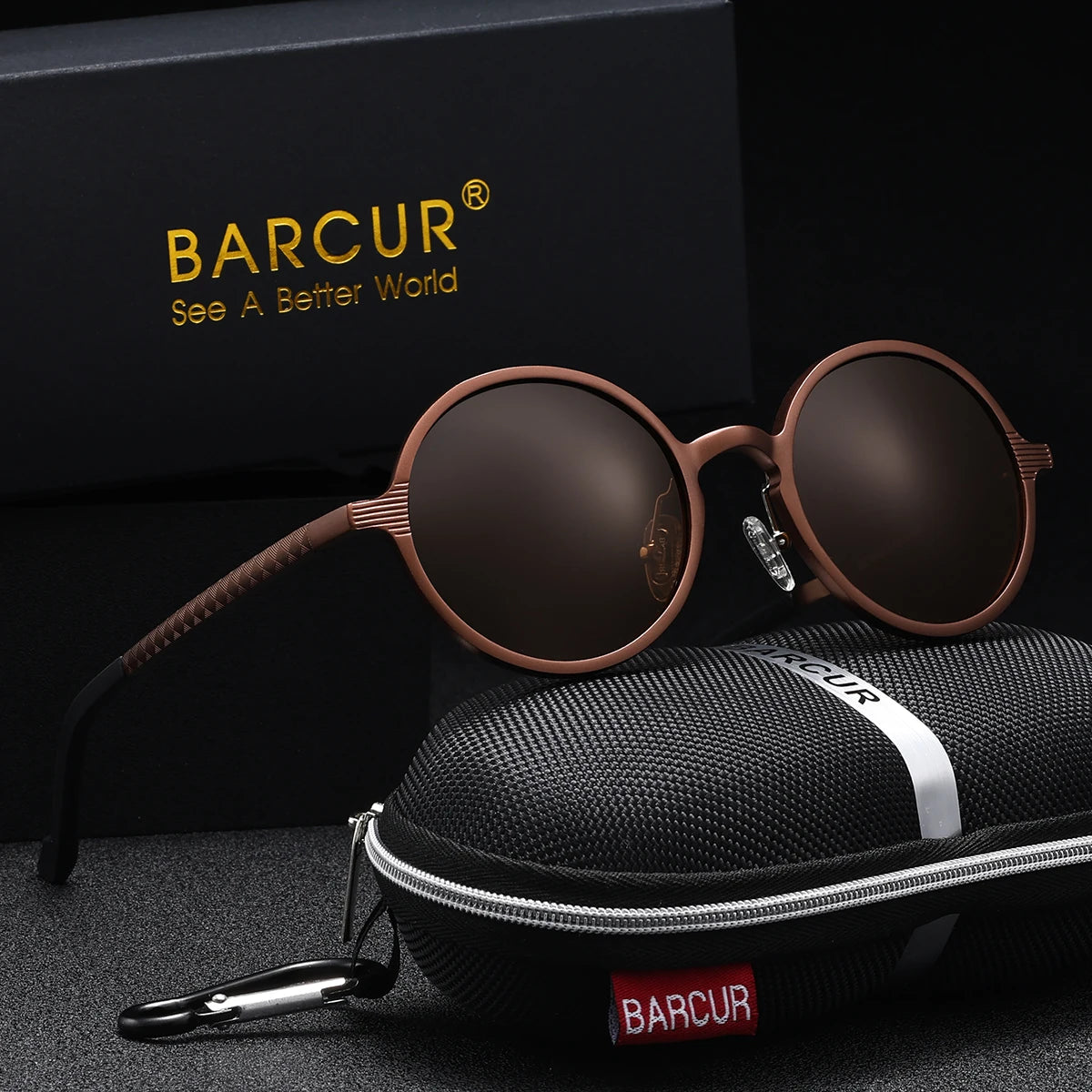 BARCUR Brand Luxury Vintage Exquisite Women Polarized Sunglasses High-Quality Metal Circular Frame UV400 Men Sunglasses - Fullshopping