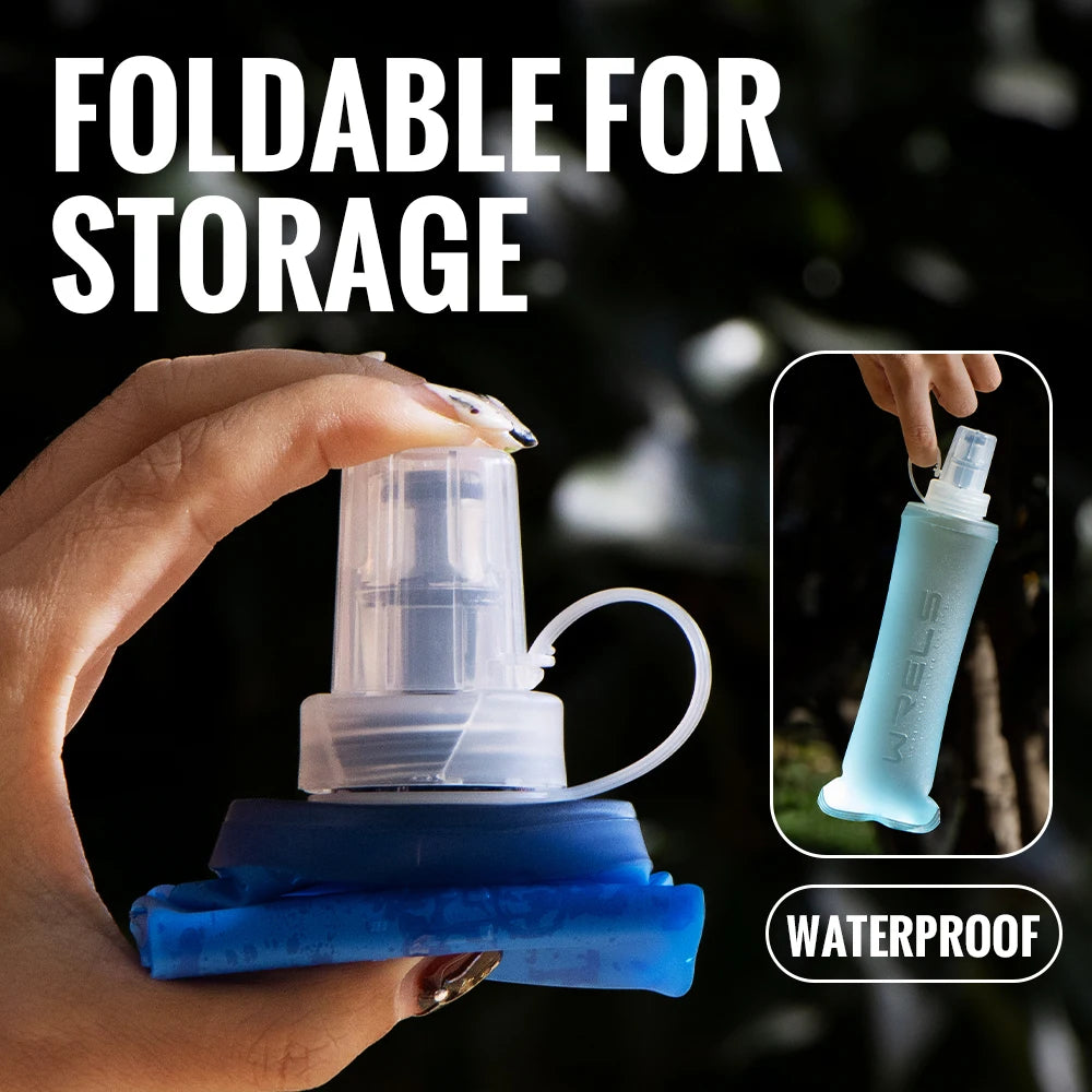 WRELS Running Water Bottle Soft Flask Folding Collapsible Water Bottle TPU BPA-Free Camping Hiking Travel Folding Water Bottle - Fullshopping