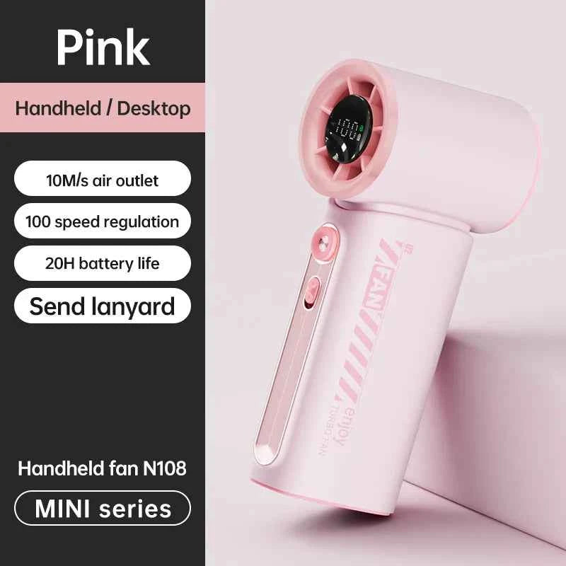 New Portable Turbo Small Air Cannon Handheld Fan 100 Wind Speeds Adjustable Mini Electric Fan USB Charging Fan Outdoor Mini Fan