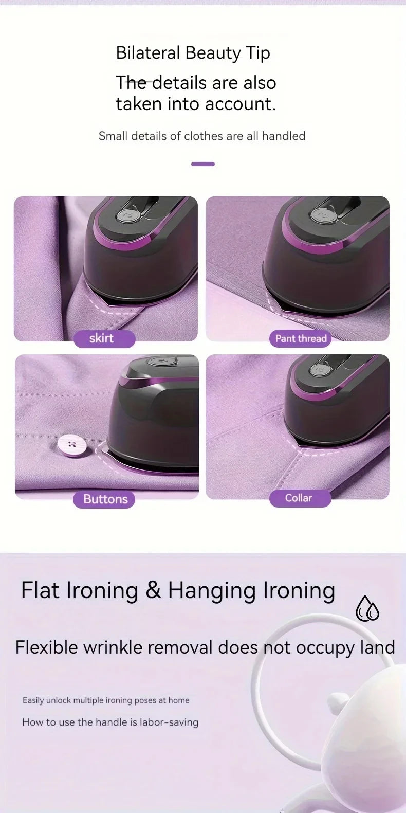Handheld Steam Iron Portable Mini Dormitory Home Hanging Iron Foldable For Easy Travel Quick Dressing And Ironing Of Clothes - Fullshopping