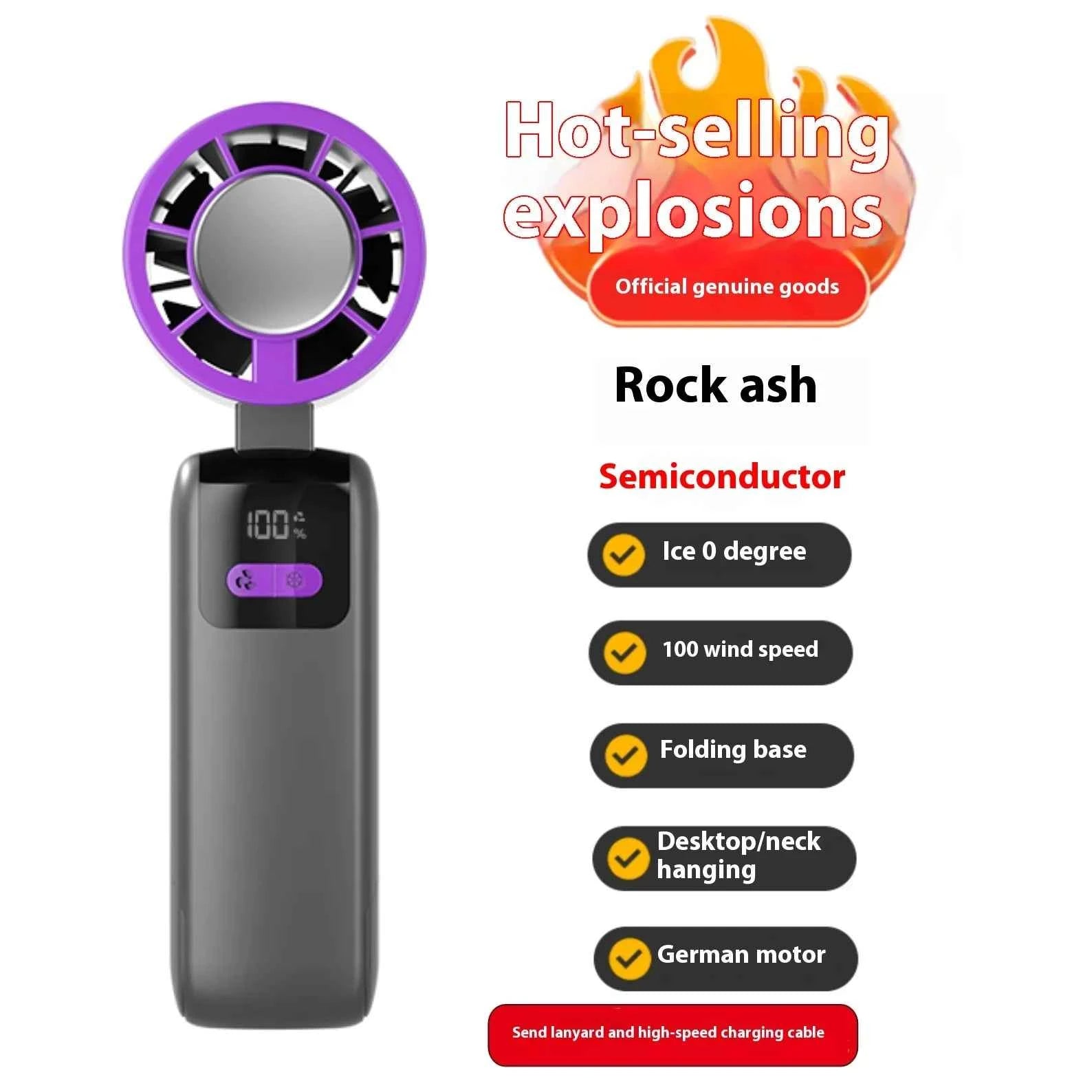 New handheld cooling fan with 100 levels of cooling and folding, portable turbo fan fan