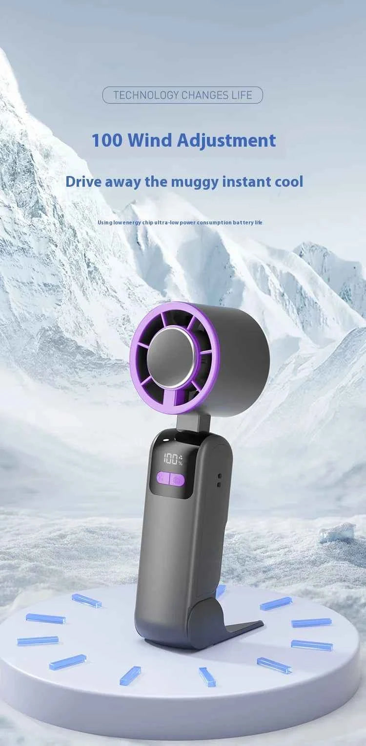 New handheld cooling fan with 100 levels of cooling and folding, portable turbo fan fan