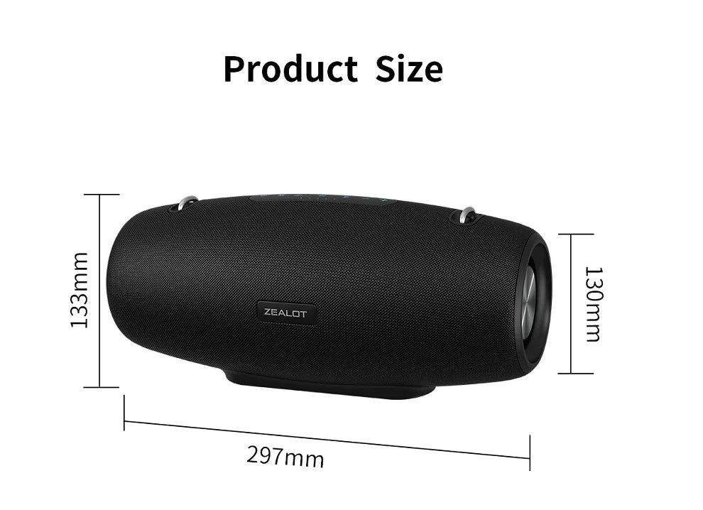 ZEALOT-S67 60W Portable Bluetooth Speaker Outdoor Party Speaker Big Loud Speaker Excellent Bass Performace 3D Speaker - Fullshopping