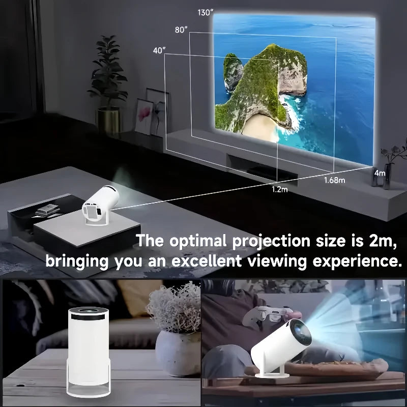 New Projector HY300 4K Android 11 Wifi6 290ANSI Allwinner H713 BT50 1080P 1280720P Cinema Outdoor Portable Projectors - Fullshopping