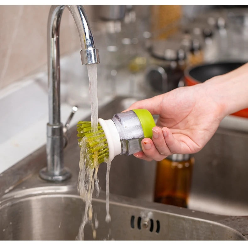 Dish Brush With Soap Dispenser Multi Use Soap Dispensing Scrub Brush For Household Universal Kitchen Dish Palm Brush With Tary - Fullshopping