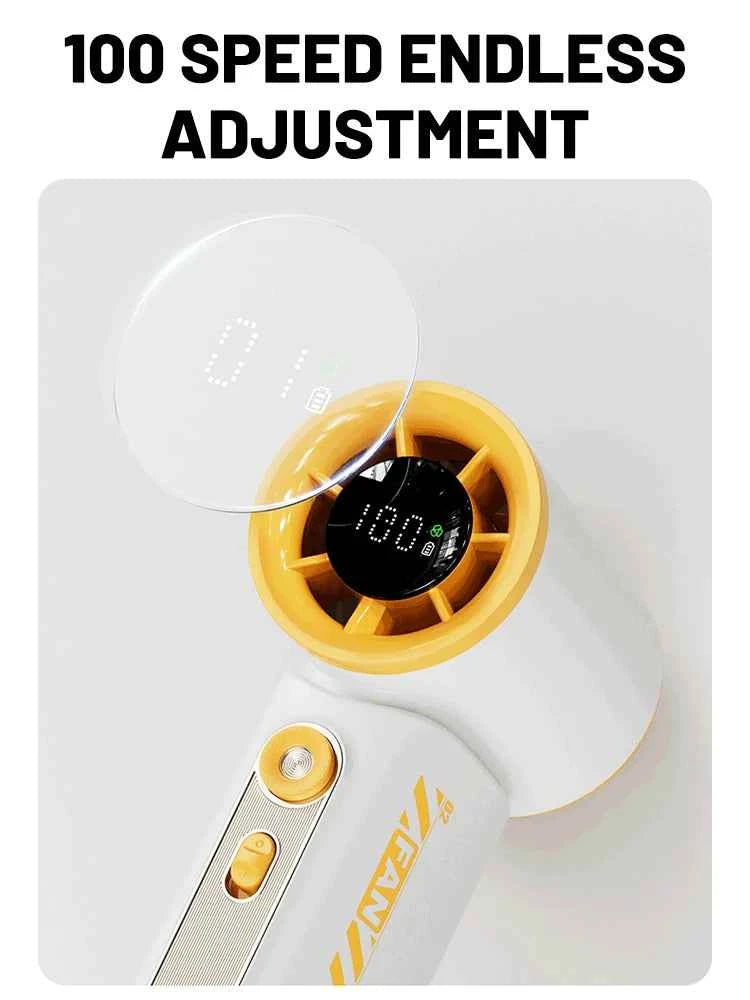 Portable Handheld Turbo Fan 100 Wind Speeds Adjustable Mini Personal Fan USB Rechargeable Battery Operated Electric Pocket Fan