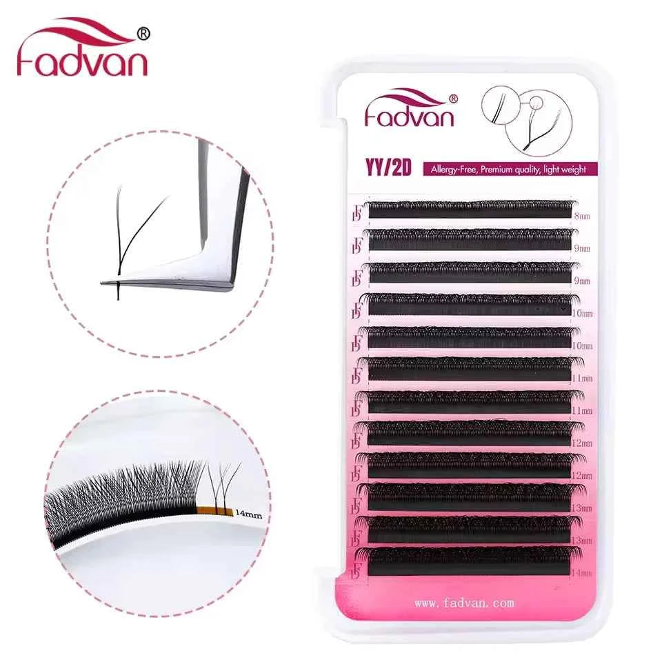 FADVAN 2D YY Shape Eyelash Fans Faux Mink C/D/8-14mm 0.07 Natural Soft Brazilian Lashes Premade Volume Fan Extension Lashes