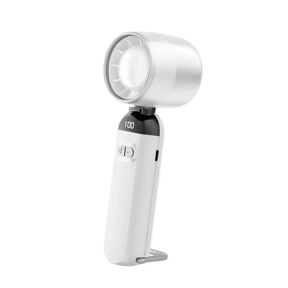 Hands Free Turbo Fan 100 Speeds Mini Portable Folding Fan With LED Power Display USB Charging For Outdoor Walking Shopping - Fullshopping