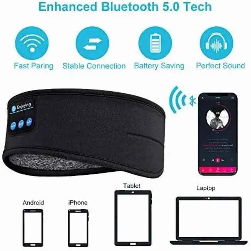 Sleep Mask Bluetooth Sleeping Headphones Headband Thin Soft Elastic Comfortable Wireless Music Headset Eye Mask For Side Sleeper - Fullshopping