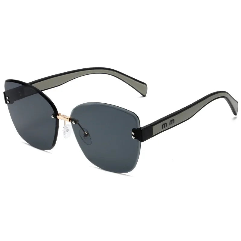 Large Frame Cat Eye Fashion Sunglasses 2025 New UV Protection Women's Edge Cutting Frameless DS-8208 - Fullshopping