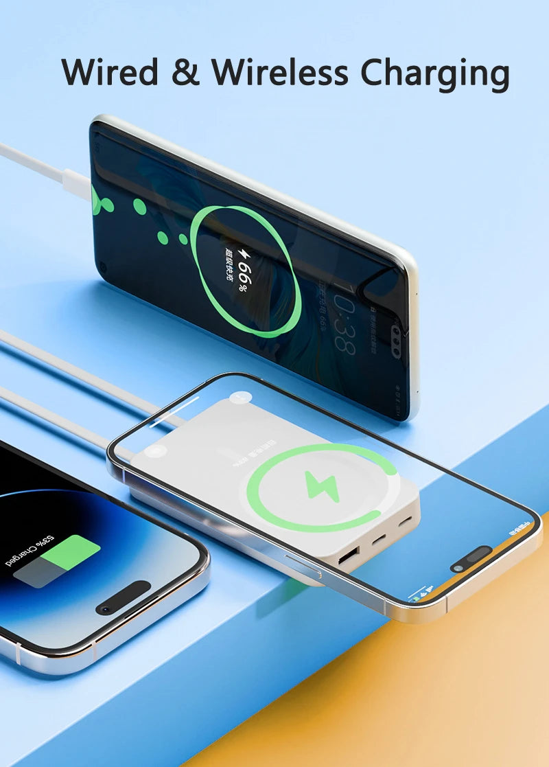 100000mAh Wireless Magnetic Power Bank Portable PD22.5W Fast Charging External Battery for Magsafe for iPhone17 16 15 Xiaomi 17 - Fullshopping