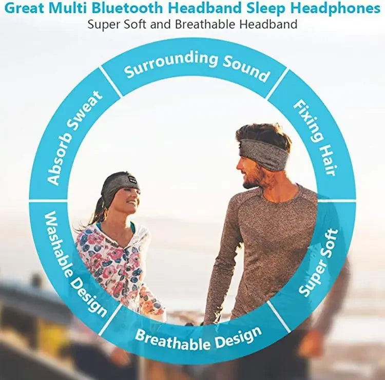 Sleep Mask Bluetooth Sleeping Headphones Headband Thin Soft Elastic Comfortable Wireless Music Headset Eye Mask For Side Sleeper - Fullshopping