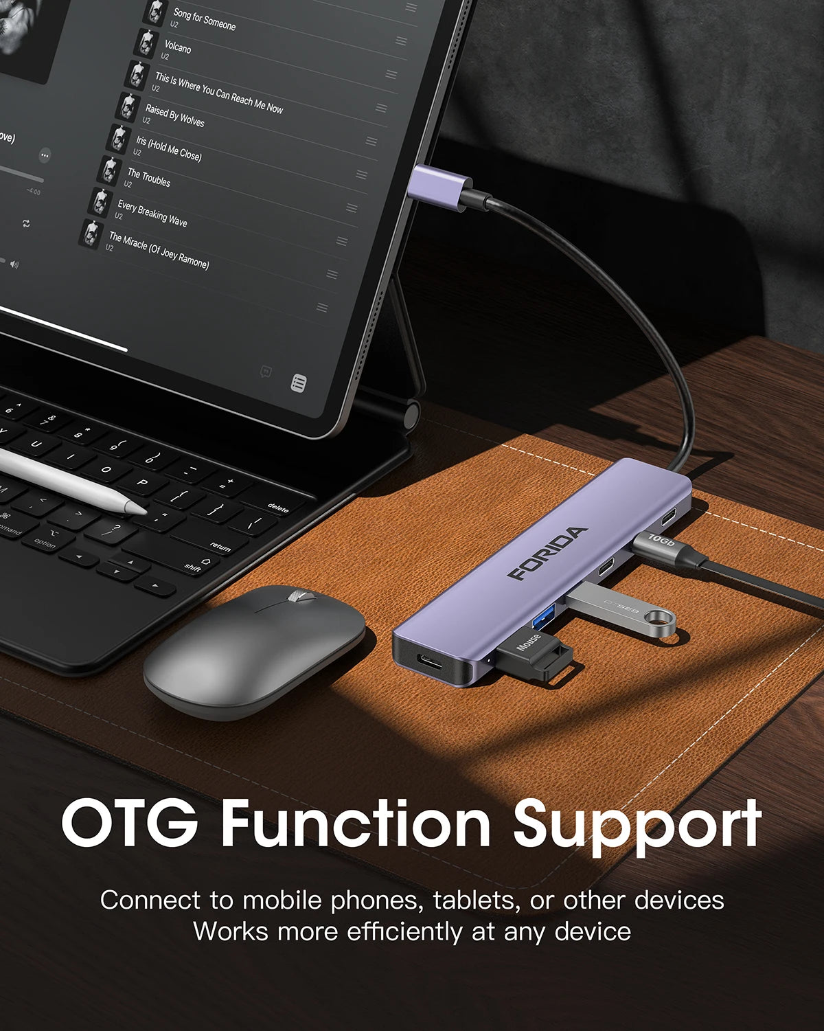 FORIDA USB Hub Type C 10Gbps USB C Splitter PD 100W Power Charging USB 3.2 Gen2 Adapter for Laptop MacBook Desktop Tablet - Fullshopping