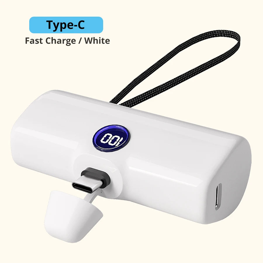 Fast Charge Portable Charger for iPhone Samsung Xiaomi Compact External Spare Battery Built-in Plug PD Fast Charging Power Bank - Fullshopping